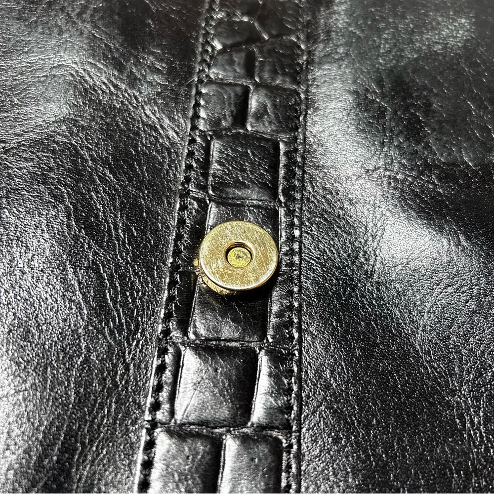 Leather Briefcase Satchel Black Men’s Work Shoulder Bag Crocodile Baggagio